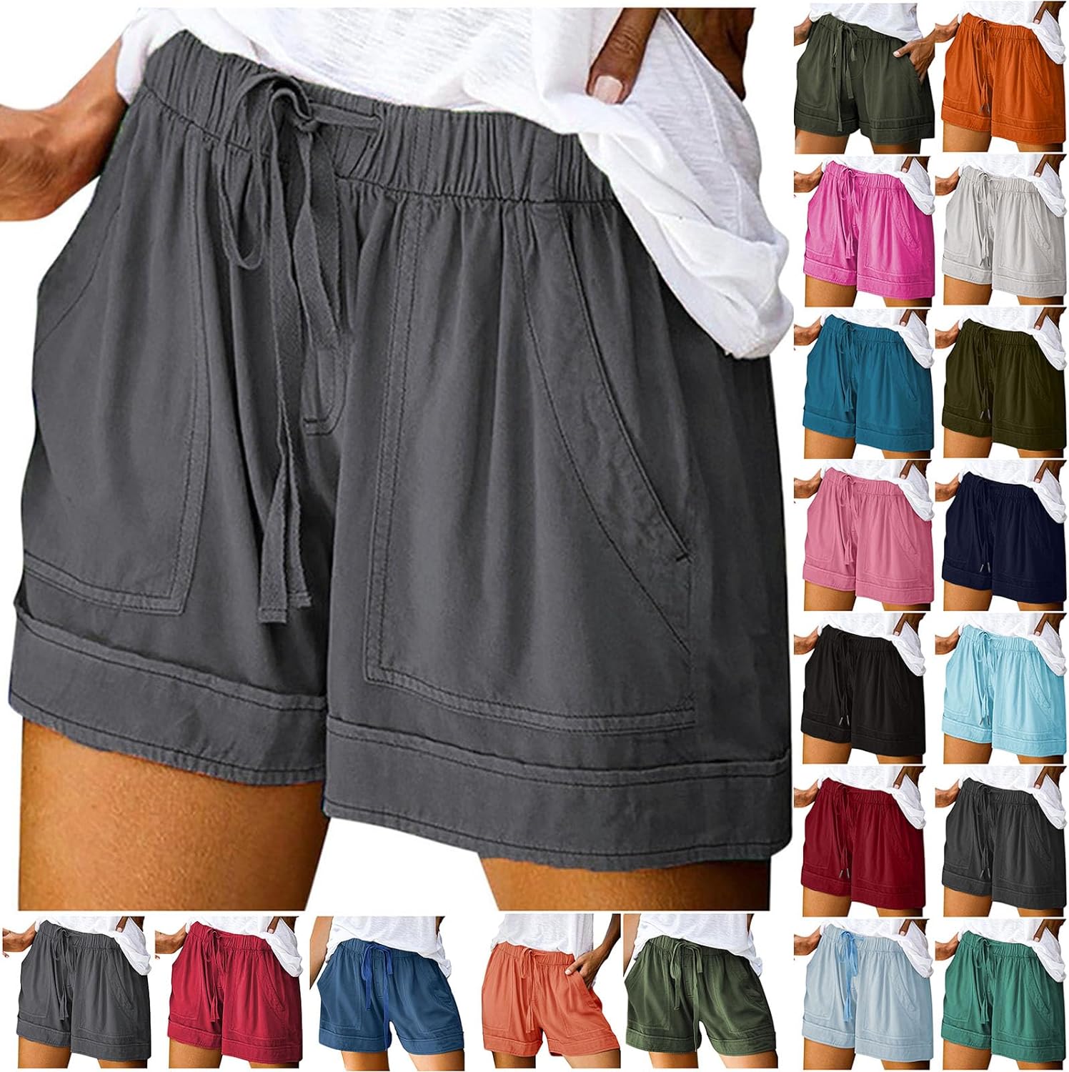 DASAYO Women's Shorts Casual 2024 Summer Beach Shorts with Drawstring with Pockets 5 Inch Loose Cute Vacation Trendy Lounge Wear
