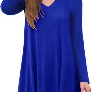 AWULIFFAN Women's V-Neck Long Sleeve T-Shirt Sleepwear Tunic Blouse Shirts