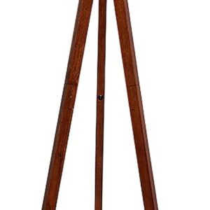 LEPOWER Wood Tripod Floor Lamp, Mid Century Standing Lamp, Modern Design Studying Light for Living Room, Bedroom, Study Room and Office, Flaxen Lamp Shade with E26 Lamp Base Brown