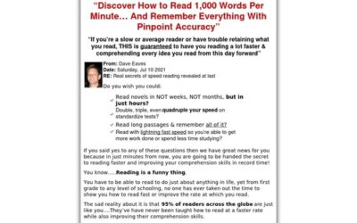 Dave Eaves’ course on the secrets of speed reading acceleration