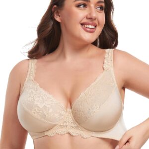 EVES LACE Ultra Soft Lace Bras for Women, Full Coverage Underwire Minimizer Bras, Comfortable and Lift Bra for Everyday Use.