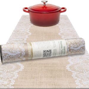 RIMONA'S Thermo Heat Resistant Table Runner and Trivet for Hot Dishes - Waterproof Hot Plates to Protect Table and Countertop - Kitchen & Dining 350F Heat Protector 40" - The Everyday Jute Lace