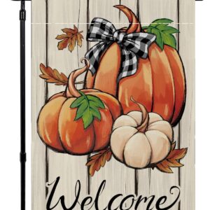 Fall Pumpkin Garden Flag Double Sided for Outside, Autumn Thanksgiving Small Seasonal Decoration Yard Flag 12x18 Inch