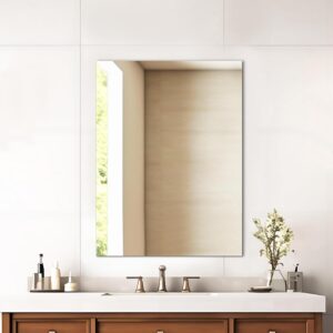 Mirrorons Frameless Mirror, Wall Mirror 18" x 24", Modern Rectangle Bathroom Mirrors for Wall with Polished Edge, Horizontally or Vertically. Upgraded Shatterproof Mirror, Entryways, Bathroom, Gym.