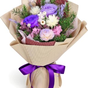 Bloom's Diary Preserved Flower Bouquet, Flowers for Prime Delivery, Gift for Valentine's Day, Mother's Day, Anniversary, Birthday (Purple)