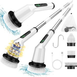 Upgraded Electric Rotating Cleaning Brush | Cordless Cleaning Brush | IPX7 Waterproof | Replaceable Brush Heads | Adjustable Extension Handle | Dual Speed ​​| Ideal Shower Brush for Bathroom, Bathtub, Tile, Floor, Car