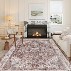 Print Distressed Brick Red Area Rug 4x6 Grey Rugs for Bedroom Washable Dining Room Rug Living Room Mat Non Slip Indoor Floor Ultra Soft Carpet Kitchen Laundry Room