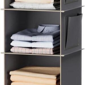 Hanging Closet Organizer and Storage, 6-Shelf Closet Hanging Storage Shelves, Grey