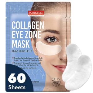 Luxury Collagen Eye Mask Purederm Collagen Pads for Women 2 Packs of 30 Sheets / Natural Eye Patches with Anti-Aging and Anti-Wrinkle Properties / Helps Reduce Dark Circles and Puffiness