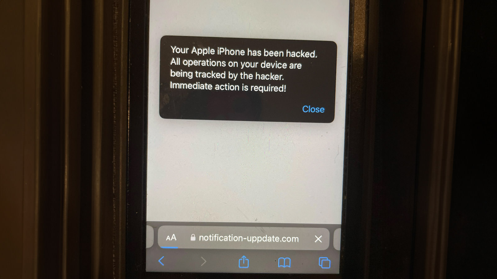 Suspected hacked iPhone