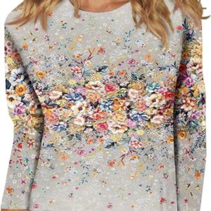 Women's Long Sleeve Tops 2024 Autumn Dressy Casual T-shirt Plus Size Print Pullover Tunic Fashion Sweatshirt Ladies Clothing