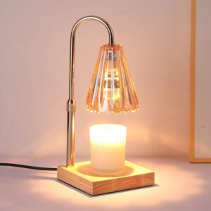 Candle Warmer Lamp, Dimmable Candle Lamp Warmer, Adjustable Height, Timer, Bedroom Living Room Home Decor Wax Melt Warmer for Scented Wax with 2 Bulbs