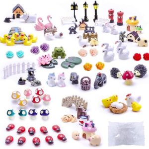 Dracarys Selected 100 Pcs Fairy Garden Accessories, Fairy Garden Kit, Miniature Figurines, Micro Landscape Ornaments Kit, Garden DIY Animals, Environmental Resin, Forest Encounters