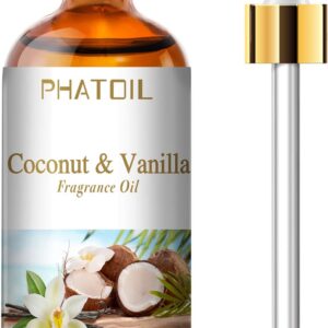 3.38FL.OZ Coconut & Vanilla Fragrance Oils for Aromatherapy, Essential Oils for Diffusers for Home, Perfect for Diffuser, Yoga, DIY Candle and Soap Making - 100ml