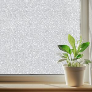 DUOFIRE Window Privacy Film, Sparkling Frosted Glass Window Film, UV Blocking Non-Adhesive Static Cling Window Clings, No Glue Removable Window Coverings for Home Office Bathroom, 35.4 X 78.7 inch