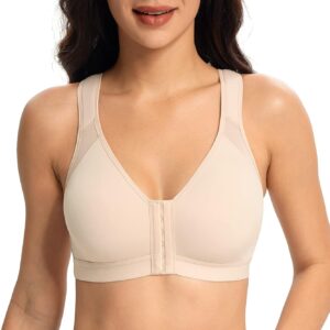 Lemorosy Women's Wirefree Everyday Bra, Full Coverage, Front Closure, Back Posture, Comfort & Double Support