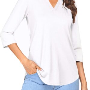 Sherosa Women's 3/4 Sleeve Shirts V Neck Henley Casual Work Tops