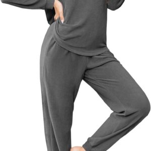 Ekouaer Women's Pajamas Set Long Sleeve Comfortable Joggers with Pockets