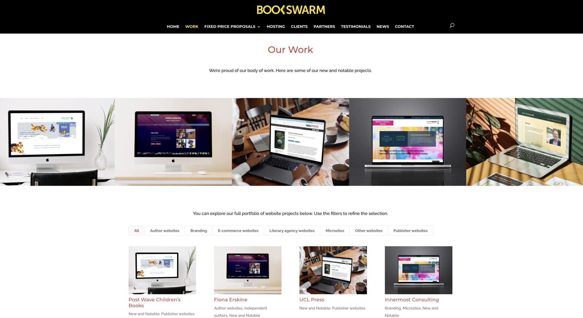 A screenshot of the Bookswarm website