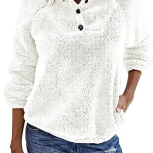 KIRUNDO Women's Fuzzy Fleece Hoodie, Casual Long Sleeve Sweatshirt, Sherpa Pullover with Pockets, Winter 2024