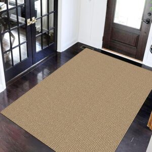 IOHOUZE Washable Area Rug 4'x6' Rubber Backed Boho Indoor Outdoor Rugs for Entryway Bedroom Rugs Kitchen Rugs Floor Throw Carpet for Entrance Living Room, Natural/Brown