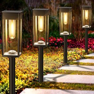 Solar Pathway Lights Outdoor, 8 Pack Bright Solar Lights Outdoor Waterproof, Auto On/Off Outside Solar Powered Lights for Yard Garden Landscape Patio Decor Lawn Path Walkway Driveway