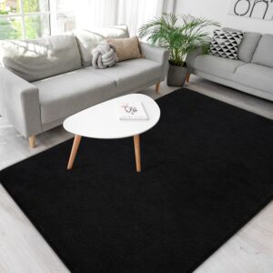 Black Rug for Living Room, Minimalist Area Rugs 4x6, Soft Memory-Foam Rugs for Bedroom, Thicked Rugs for Men Boys Girls Kids Nursery Room, Washable Dorm Apartment Rug Floor Carpets