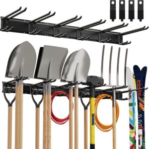 Tool Storage Rack, 48 Inch Heavy Duty Garage Wall Organzier, 13Pcs Adjustable Garden Tool Organizer for Garage Storage Organization Yard Shed Tool Organizer