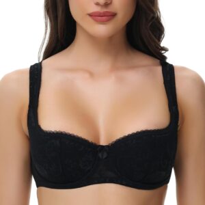 Underwired half balconette bra, half push up cup, low cut, balcony bra for women