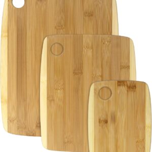 Totally Bamboo 3-Piece Two-Tone Bamboo Serving and Cutting Board Set