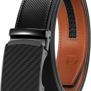 Zitahli Belt for Men, Ratchet Belt with 1.7" Premium Leather, Sliding Belt with Automatic Buckle Easier to Adjust