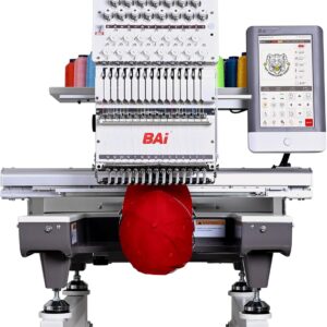 BAi The Mirror Embroidery Machine 20x14" Embroidery Area with 15 Needles, 1200 spm Maximum Speed ​​Multi-Needle Commercial Embroidery Machine for 3D Hats Clothing, Wifi Available 10" Touch Screen