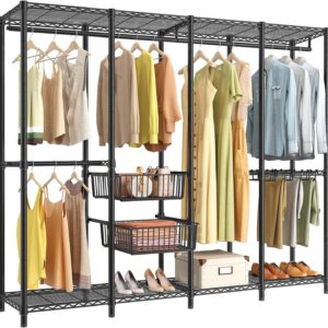 VIPEK V40 Pro Portable Closet Wardrobe Heavy Duty Clothing Rack with 2 Sliding Storage Baskets & 10 Pants Hangers, Freestanding Clothes Rack Large Closet Rack for Bedroom, Max Load 1000lbs, Black