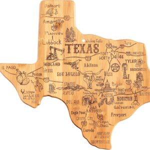 Totally Bamboo Destination Texas State Shaped Serving and Cutting Board, Includes Hang Tie for Wall Display