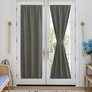 RYB HOME 100% Blackout Door Curtain Portable Privacy Window Curtains for French Door Doorway Living Room Patio Door Bedroom Door Shades Blocks Views, W 25 x L 80, Grey