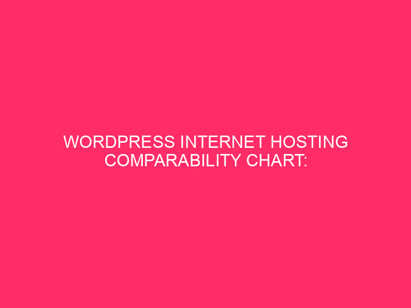 WordPress Internet Hosting Comparison Chart: Optimizing Pace and Efficiency in Montana…
