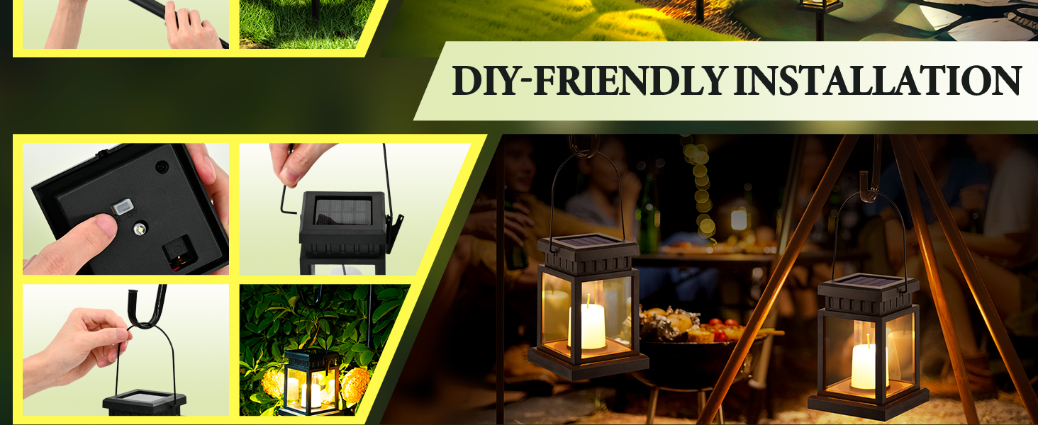 8 Pack Solar hanging lanterns lights outdoor waterproof