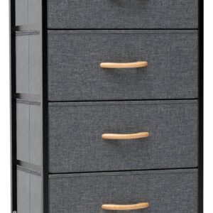 Crestlive Products Vertical Dresser Storage Tower - Sturdy Steel Frame, Wood Top, Easy Pull Fabric Bins, Handles Organizer Unit for Bedroom, Hallway, Entryway, Closets 6 Drawers (Gray)