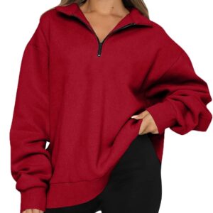 Women's Oversized Zipper Sweatshirt, Oversized Sweatshirt, Comfy Colors, Striped, Long Sleeve, Shirts Tops, Fall Outfits