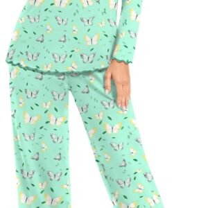 BISHUIGE Women's Casual Ruffle Pajamas Set - Long Sleeve V-Neck Tops for Soft and Comfy Pants Set