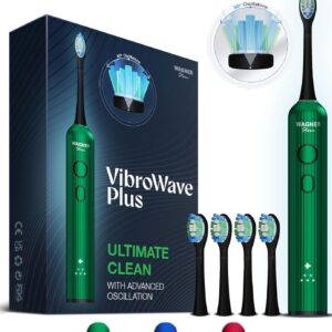 Wagner Stern VibroWave Plus Oscillating and Vibrating Sonic Electric Toothbrush with 4 Brush Heads. IPX7 waterproof.