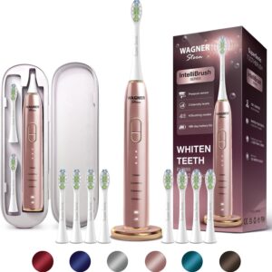 Wagner Stern IntelliBrush Series Whitening Electric Toothbrush with Pressure Sensor. Offers 4 brushing modes, 3 intensities, 8 soft brush heads and a luxury travel case.