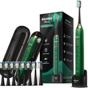 Wagner Stern The Emerald Green Edition Ultrasonic Whitening Electric Toothbrush features five brushing modes, eight soft brush heads, and a premium travel case.