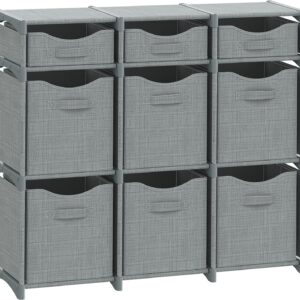 9 Cube Closet Organizers, Includes All Storage Cube Bins, Easy To Assemble Storage Unit With Drawers | Room Organizer For Clothes, Baby Closet Bedroom, Playroom, Dorm (Light Grey)