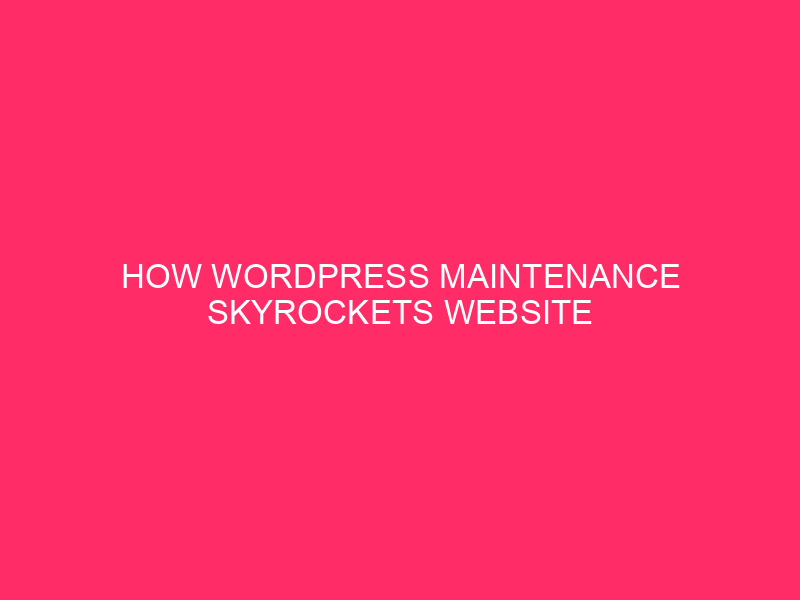 How WordPress Maintenance Skyrockets Website Performance and WordPress Brand Reputation,…
