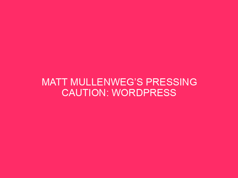 Matt Mullenweg's Pressing Focus: WordPress Leverages Upward Momentum in…
