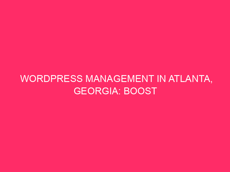 WordPress Management in Atlanta, Georgia: Increase Your Site Speed ​​with...
