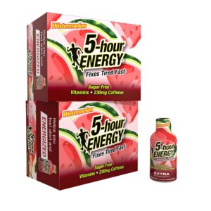 Extra strong 5 hour ENERGY energy shot | Watermelon flavor | 1.93 ounces. | 24 pieces | No sugar and zero calories | B vitamins and amino acids | 230 mg Caffeinated Energy Dose | Food supplement