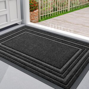 Buganda Indoor and Outdoor Entrance Doormat, Non-Slip Natural Rubber Doormat, Easy to Clean, Low Profile Entrance Floor Mat for Outdoors, Garages and Patios, 29.5 x 17, Black