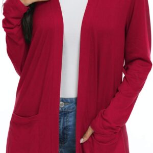 Women's Casual Lightweight Pockets Long Sleeve Open Front Cardigan